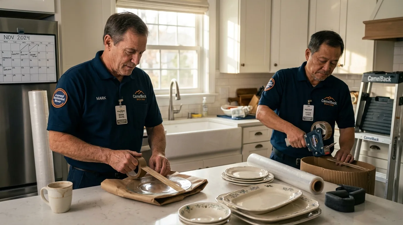 Professional crew packing kitchen dishware in Cusseta, GA